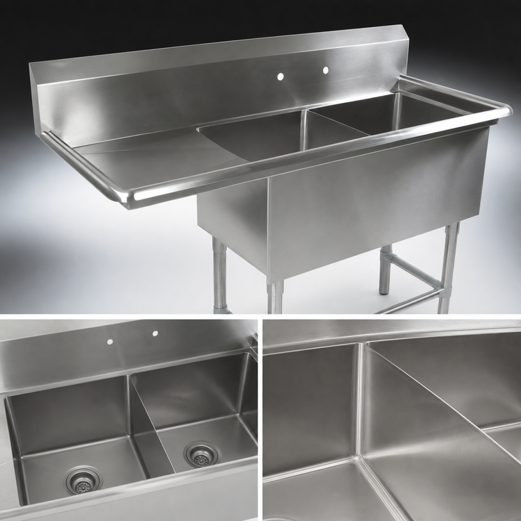 Product image #3 for John Boos Pro-Bowl 2-Compartment Stainless Steel Sink with Left Drainboard