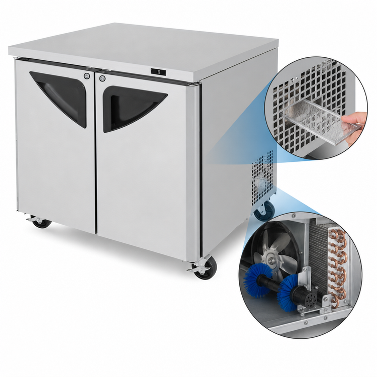 Product image #3 for Turbo Air Super Deluxe Two-Section Undercounter Freezer, 36-1/4 Inch Wide, 9 Cu. Ft., Rear-Mount, Stainless Steel