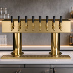 Thumbnail image #3 for Micro Matic USA DPT48PVD Double Pedestal Countertop Air-Cooled Draft Beer Tower, 8 Faucets, PVD Brass Finish