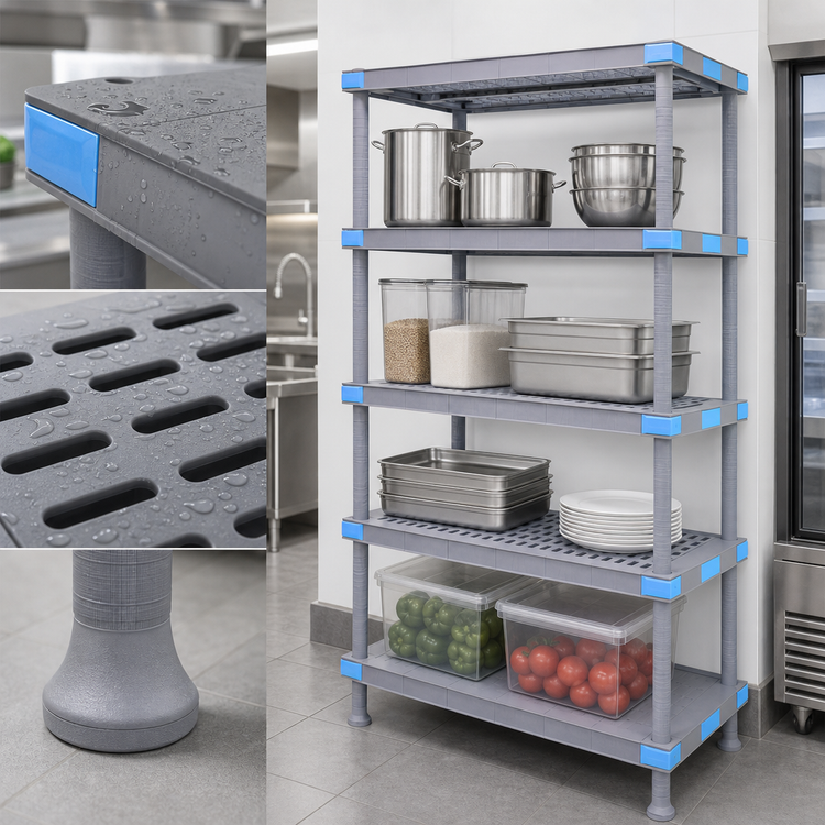 Product image #3 for Millenia 36-Inch W x 21-Inch D x 62-Inch H Stationary Starter Polymer Shelving Unit, 4 Shelves, Gray