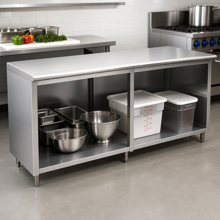 Product image #3 for Advance Tabco Special Value Economy 96-Inch x 24-Inch Flat Top Open Base Stainless Steel Work Table