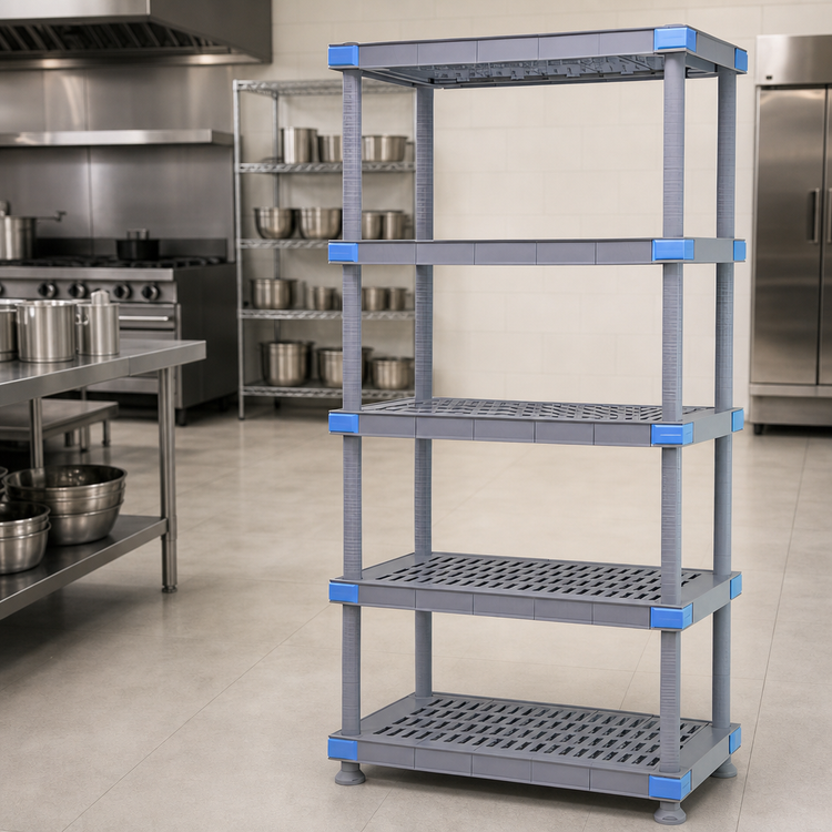 Product image #3 for Millenia 48 Inch Wide x 18 Inch Deep x 86 Inch High 5-Shelf Stationary Polymer Shelving Starter Unit, Gray