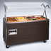 Thumbnail image #3 for Vollrath 2-Series Affordable Portable 3-Well Mobile Hot Food Station with Buffet Breath Guard and Enclosed Storage Base, Walnut Woodgrain