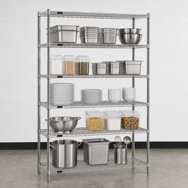 Product image #3 for Eagle Group Red-i-Pak 5-Tier Wire Shelving Unit, 60W x 18D x 63H, Stationary, Hybrid Epoxy Finish