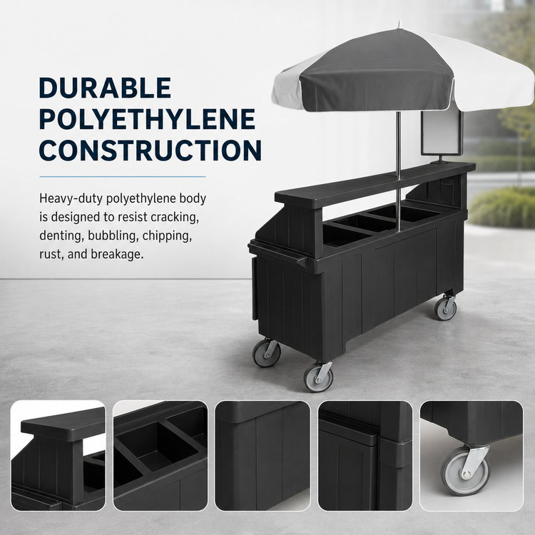 Product image #4 for Cambro Camcruiser Vending Cart with 3 Countertop Wells and 72-Inch Umbrella