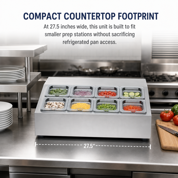 Product image #3 for Arctic Air ACP8SQ Compact 27-1/2-Inch Wide Countertop Refrigerated Prep Unit with 8 1/6-Size Pans