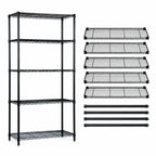 Thumbnail image #3 for Quantum WR74-2454BK-5 Wire Shelving Starter Kit, 54 x 24 x 74 in, Black Epoxy, Stationary, 5 Shelves