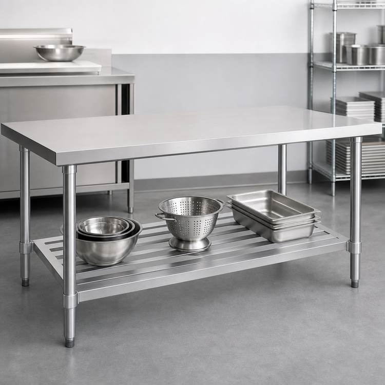 Product image #3 for John Boos 108" x 30" Stainless Steel Dunnage Undershelf for TC & GMT Series Work Tables