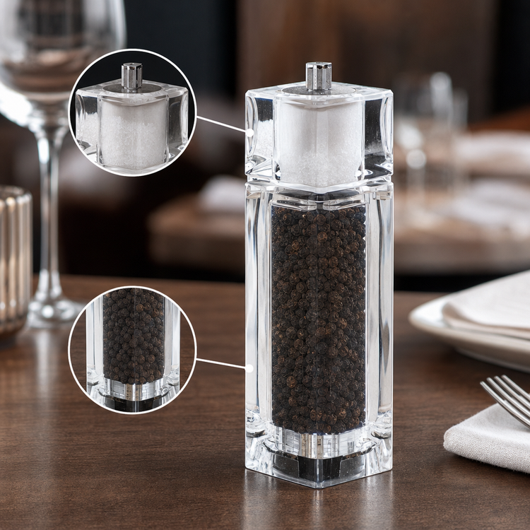 Product image #3 for American Metalcraft Clear Acrylic Salt & Pepper Mill/Shaker Combo, 3.5 oz, 6.5-Inch Tall