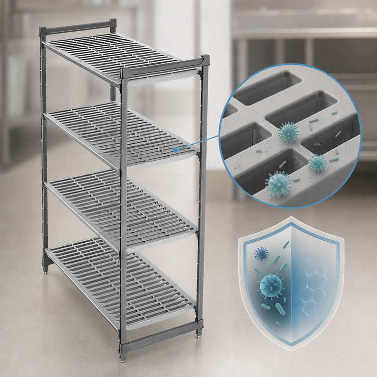 Product image #3 for Cambro Camshelving Basics Plus 4-Tier Stationary Starter Unit, 21 x 30 x 84 Inches, Vented, Brushed Graphite
