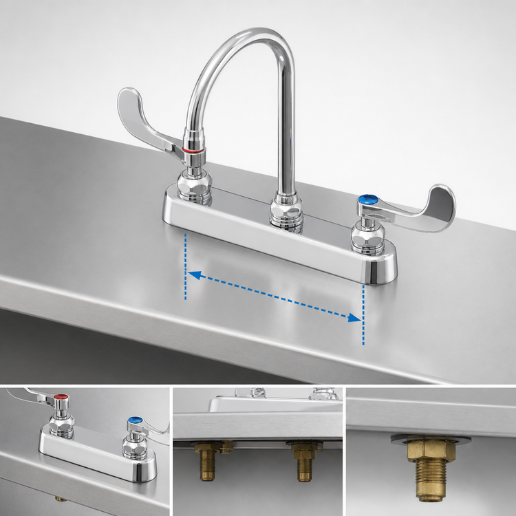 Product image #3 for T&S Brass B-1142-04-CR 8-Inch Deck Mount Workboard Mixing Faucet with 5 3/4-Inch Swivel Gooseneck and Cerama Cartridges, Polished Chrome