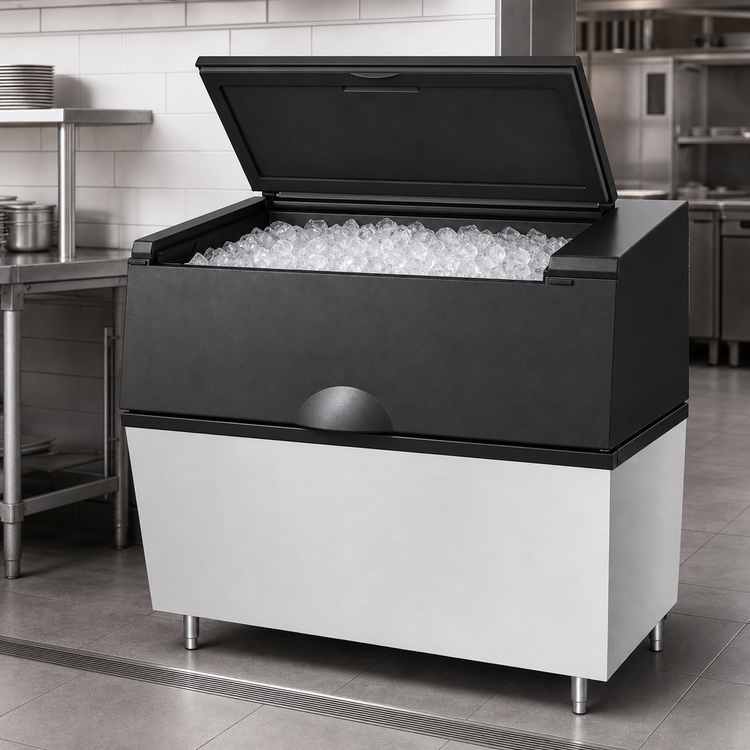 Product image #4 for Atosa 48-1/4-Inch Stainless Steel Ice Storage Bin, 700 lb. Capacity, Top-Hinged Slanted Door