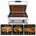 Thumbnail image #3 for Eurodib Commercial Countertop Electric Panini Press with Flat Top & Bottom Cast Iron Plates, 14 x 10 Inches