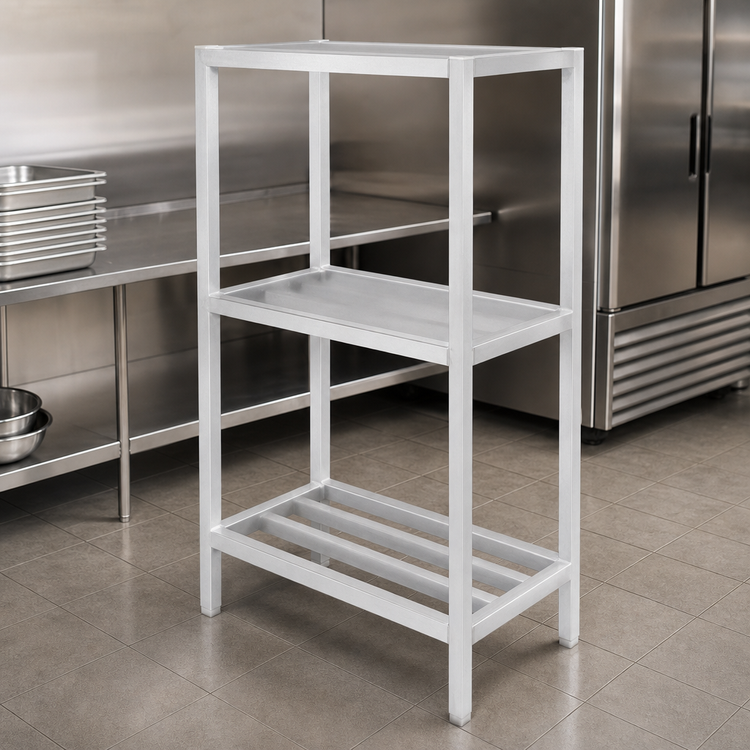 Product image #3 for Channel Manufacturing 3-Shelf Tubular Aluminum Dunnage Shelving Rack, 48 x 20 x 64 Inches, 2,200 lb. Per Shelf