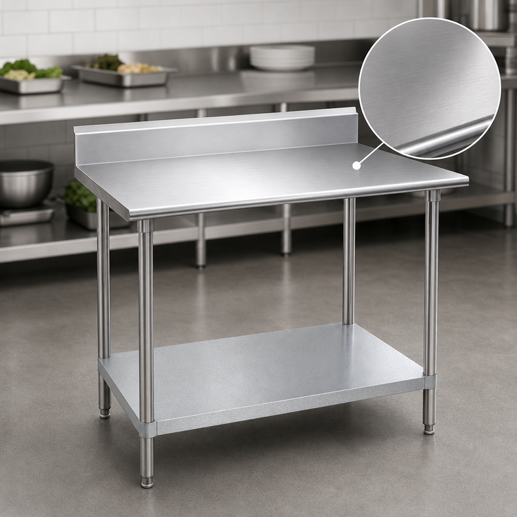 Product image #3 for Advance Tabco KMG-240 30-Inch W x 24-Inch D Stainless Steel Work Table with 5-Inch Backsplash and Galvanized Undershelf
