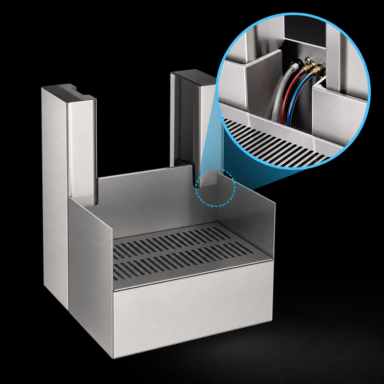Product image #3 for Perlick Top Shelf TS Series Stainless Steel Underbar Beer Drainer, 18 Inch W x 18-9/16 Inch D, for 4040A Space Saver Dispensing Heads