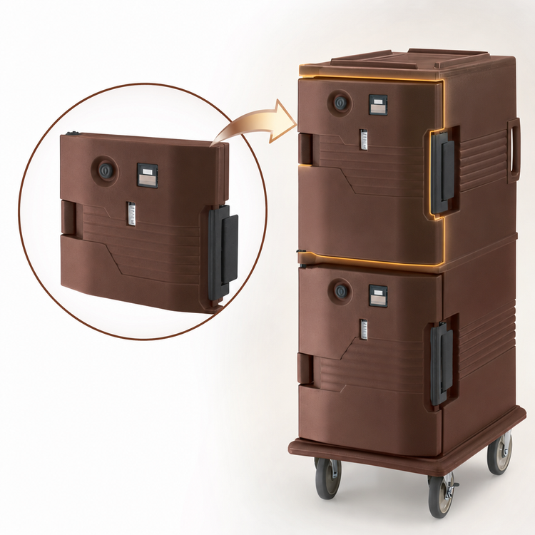 Product image #4 for Cambro Ultra Camcart Heated Replacement Retrofit Top Door for UPCH800 Series, 110V, Dark Brown