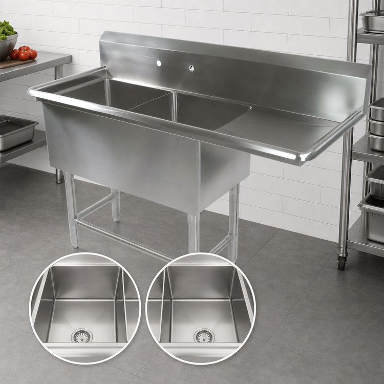 Product image #3 for John Boos Pro-Bowl 2-Compartment Stainless Steel Sink with 24-Inch Right Drainboard