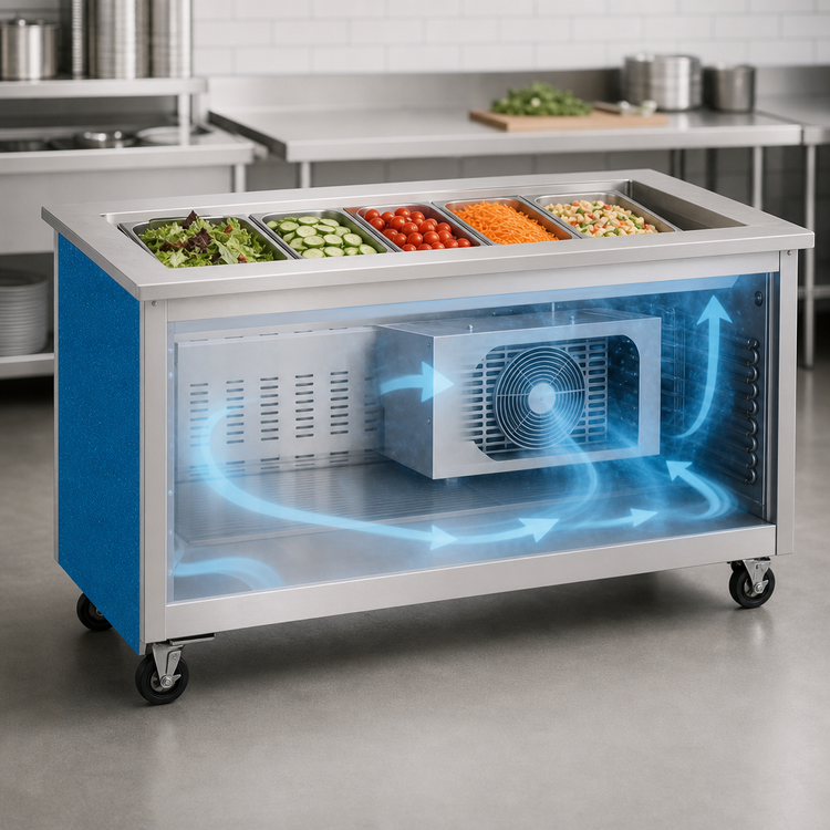 Product image #4 for Vollrath 4-Series Signature Server® Countertop Self-Contained Refrigerated Cold Food Station, 74" x 28", 5-Pan, Stainless Steel