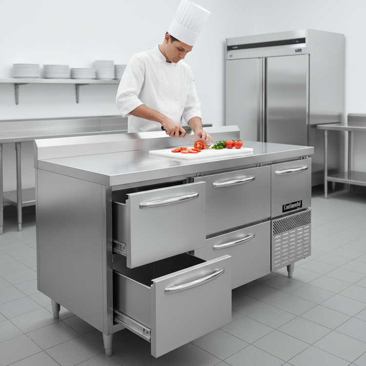 Product image #2 for Continental Refrigerator DFA60NSSBS-D Designer Line 60" Worktop Freezer with Drawers and Door