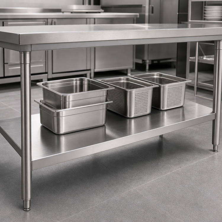 Product image #3 for Stainless Steel Undershelving for Commercial Work Tables, Priced Per Square Foot