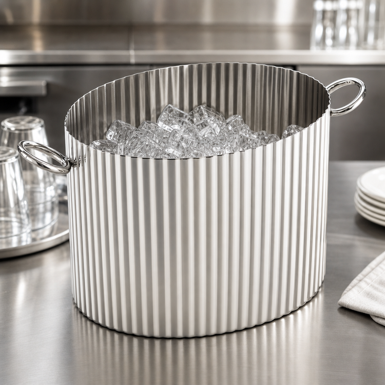 Product image #4 for American Metalcraft Fluted Stainless Steel 16 Qt. Beverage Tub