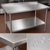 Thumbnail image #3 for John Boos Stallion 48-Inch x 36-Inch Stainless Steel Work Table with 1-1/2-Inch Rear Up-Turn and Adjustable Undershelf