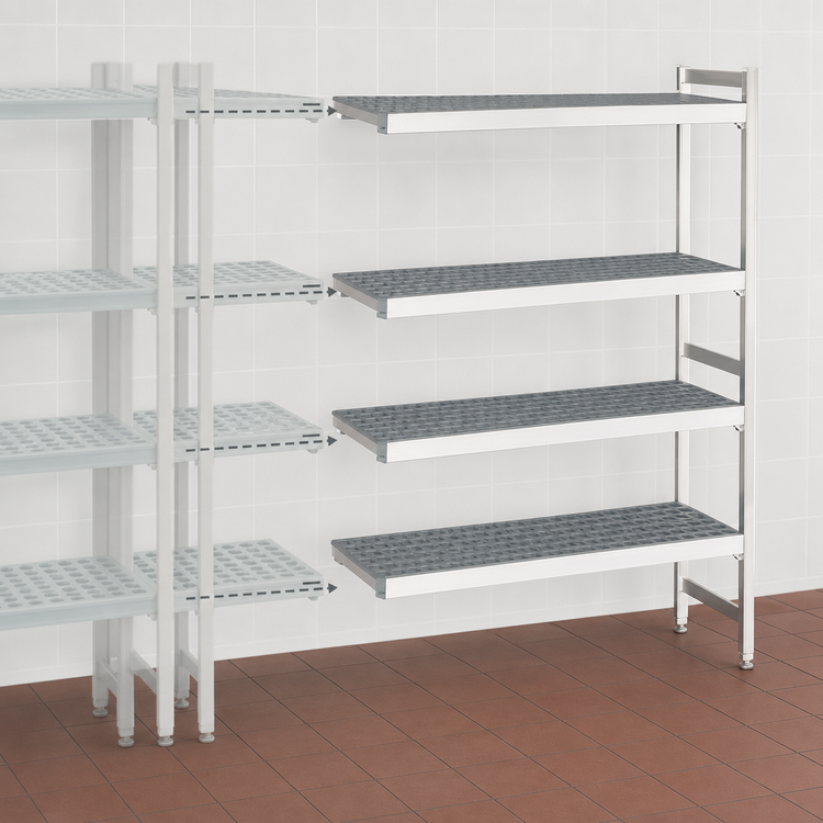 Product image #3 for Fermostock 4-Tier Polymer Shelving Expansion Kit, 71 Inch H x 47 Inch W x 18 Inch D