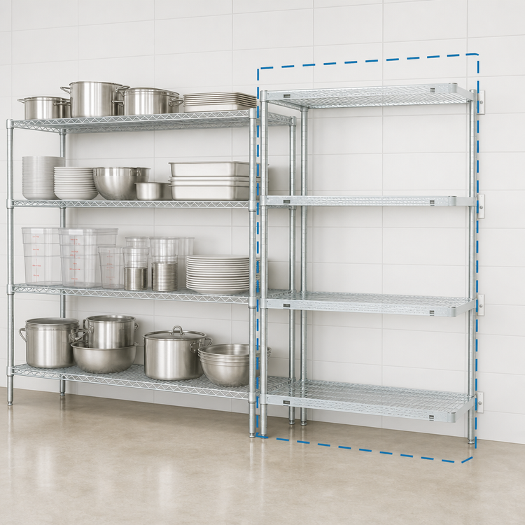 Product image #3 for EAGLEbrite 4-Tier Add-On Wire Shelving Unit, 42 x 24 x 74 Inches, Zinc Finish