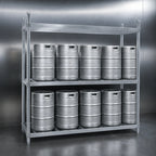Thumbnail image #3 for Advance Tabco Special Value Series KR-93-X 3-Shelf Adjustable Aluminum Keg Rack, 93-Inch Wide, 10-Keg Capacity