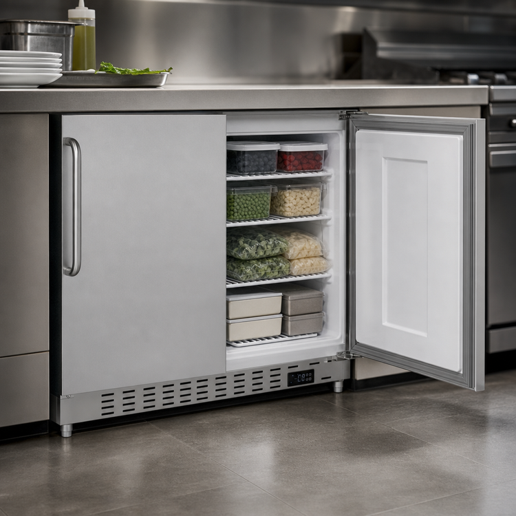Product image #4 for Summit Commercial 1-Section Undercounter All-Freezer, 2.68 Cu. Ft., Stainless Steel, Solid Reversible Door