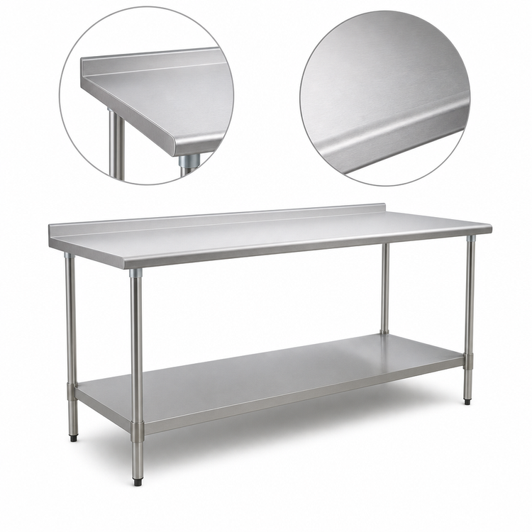 Product image #3 for Eagle BlendPort Deluxe Series 60" x 30" Stainless Steel Work Table with Adjustable Undershelf and 1-1/2" Rear Upturn