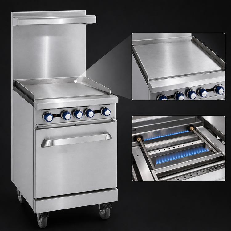 Product image #3 for Imperial Pro Series 24-Inch Commercial Gas Range with 24-Inch Griddle and Space Saver Oven