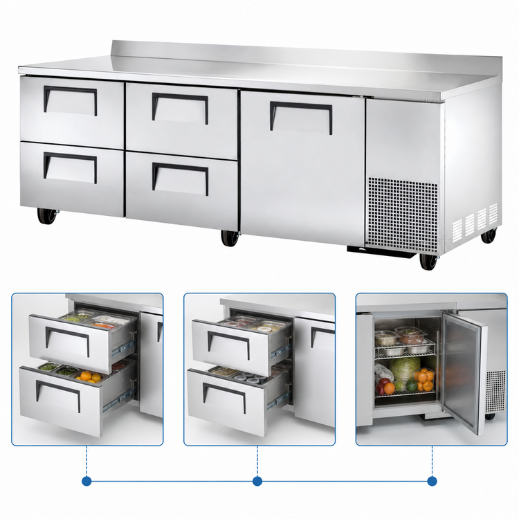 Product image #3 for True Deep Three-Section Worktop Refrigerator with 1 Door and 4 Drawers