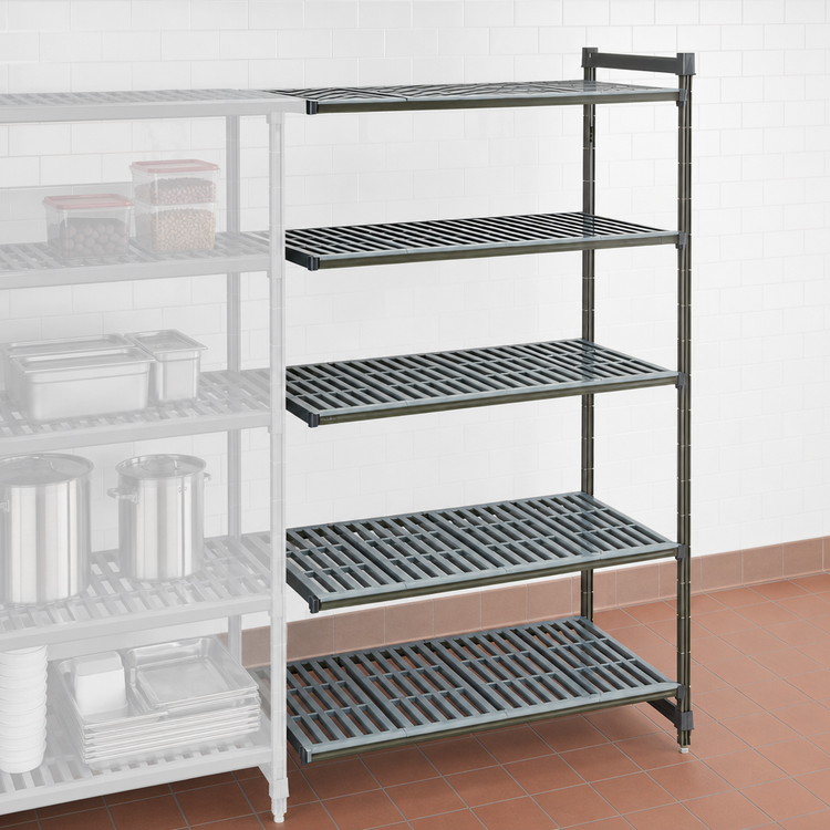 Product image #3 for Cambro Camshelving Basics Plus 5-Tier Vented Add-On Shelving Unit, 18 x 48 x 64 Inches, Brushed Graphite