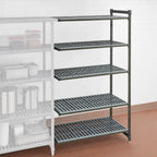 Thumbnail image #3 for Cambro Camshelving® Basics Plus CBA184864V5580 5-Tier Vented Add-On Polypropylene Shelving Unit, 18 x 48 x 64 Inches, Brushed Graphite