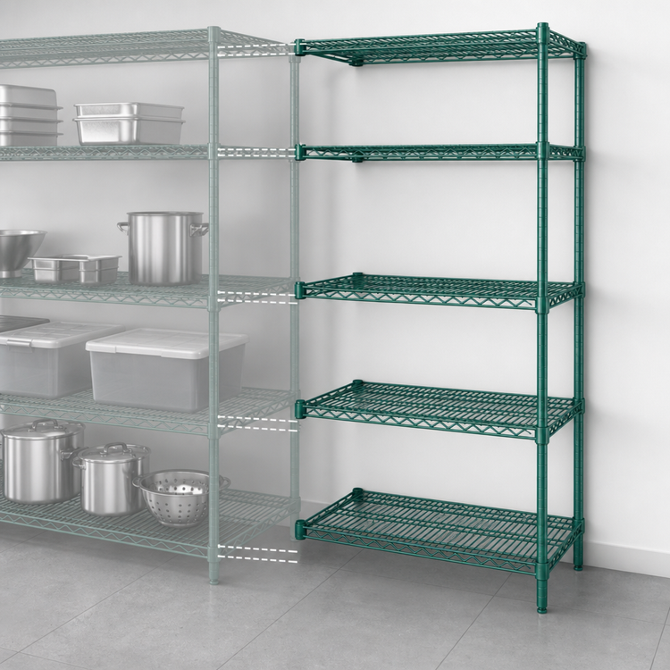 Product image #3 for Eagle Group Valu-Gard 5-Tier Add-On Wire Shelving Unit, 24 x 21 x 74 Inches, Green Epoxy Finish