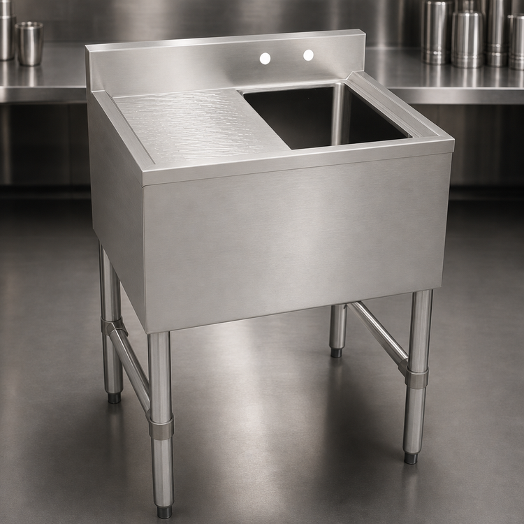 Product image #3 for Serv-Ware 24-Inch 1-Bowl Left-Drainboard Stainless Steel Bar Sink with Backsplash