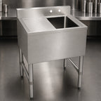 Thumbnail image #3 for Serv-Ware BAR1B24-L-CWP-V 24-Inch Single-Bowl Left-Drainboard 304 Stainless Steel Bar Sink with 3-Inch Backsplash