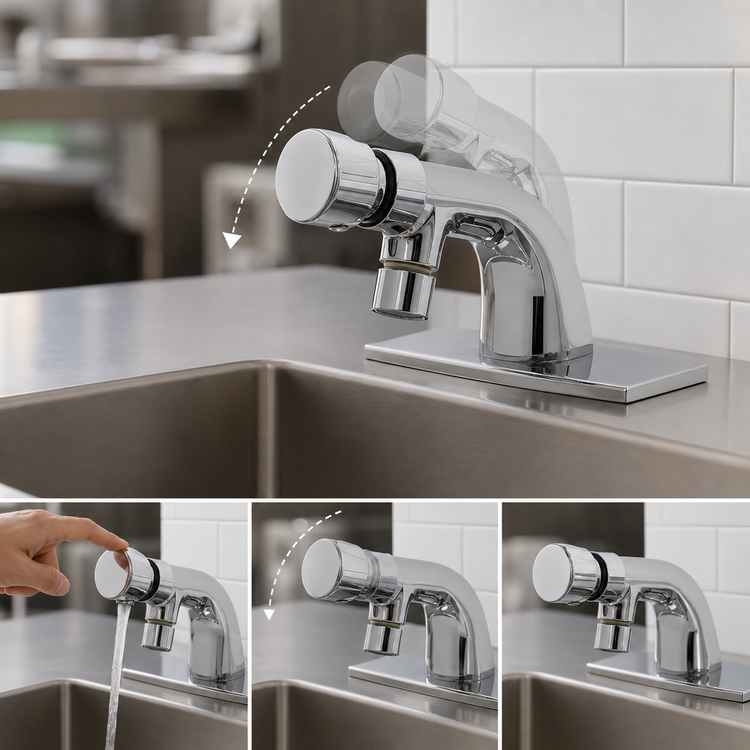 Product image #3 for T&S Brass Slow Self-Closing Push-Button Single-Inlet Faucet with Vandal-Proof Pins
