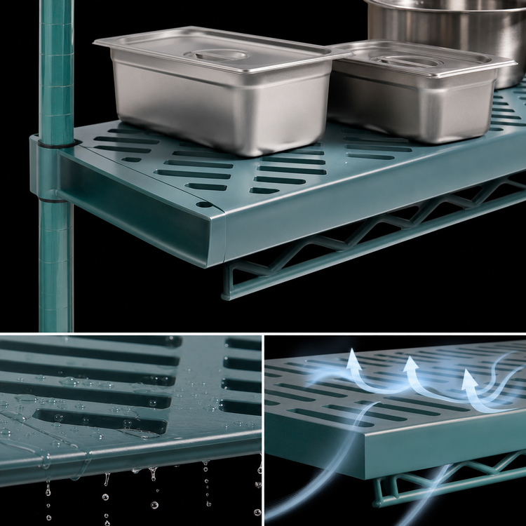 Product image #3 for QuadPlus Louvered Polymer Shelf Mat with QuadTruss Frame, 72 x 18 Inches