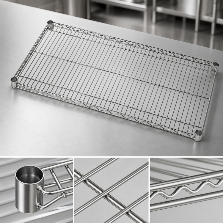 Product image #3 for Quantum 36"W x 21"D 304 Stainless Steel Wire Shelf, 600-800 lb. Capacity