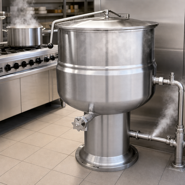 Product image #3 for Crown DP-80 80 Gallon Direct Steam Stationary Kettle with 2/3 Jacket