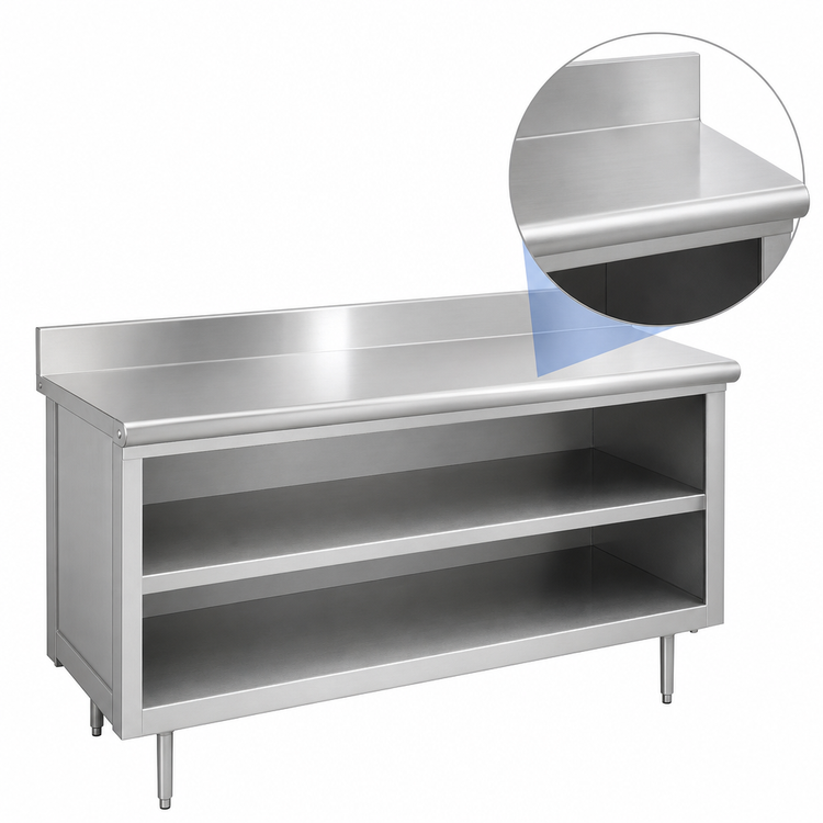 Product image #3 for La Rosa 60 Inch x 32 Inch Open Shelf Utility Stand with 304 Stainless Steel Top and Backsplash