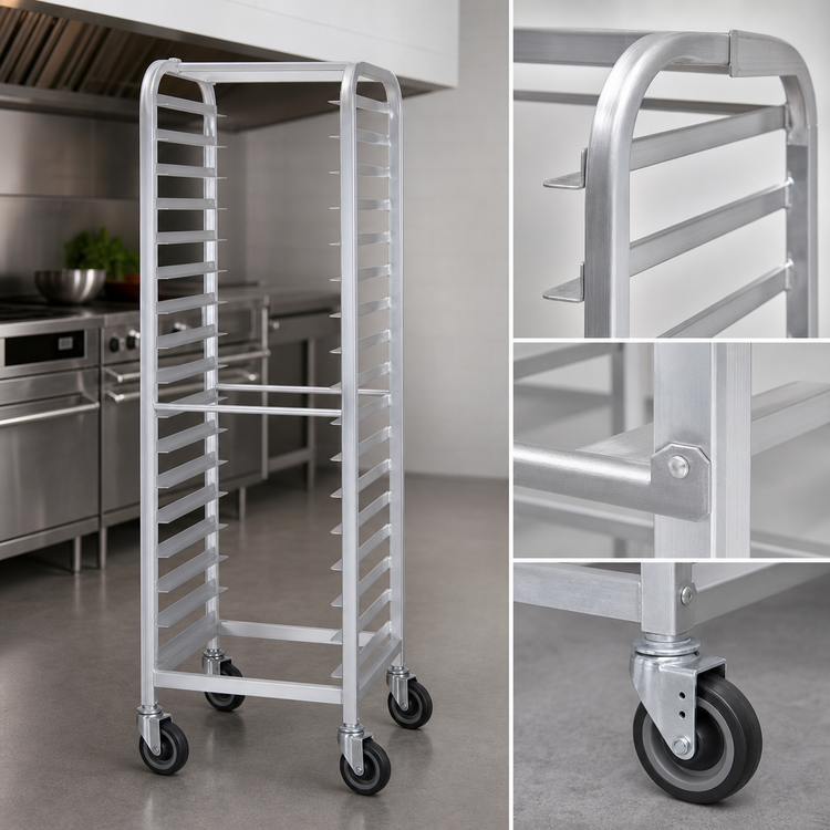 Product image #3 for Dinex Econo-Mini Aluminum End-Loading Pan Rack for 6 Full-Size Trays
