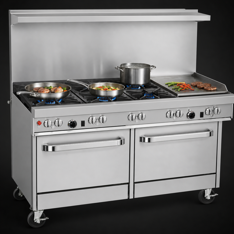 Product image #3 for Southbend Ultimate 60-Inch Gas Restaurant Range with 4 Burners, 36-Inch Griddle, and 2 Standard Ovens