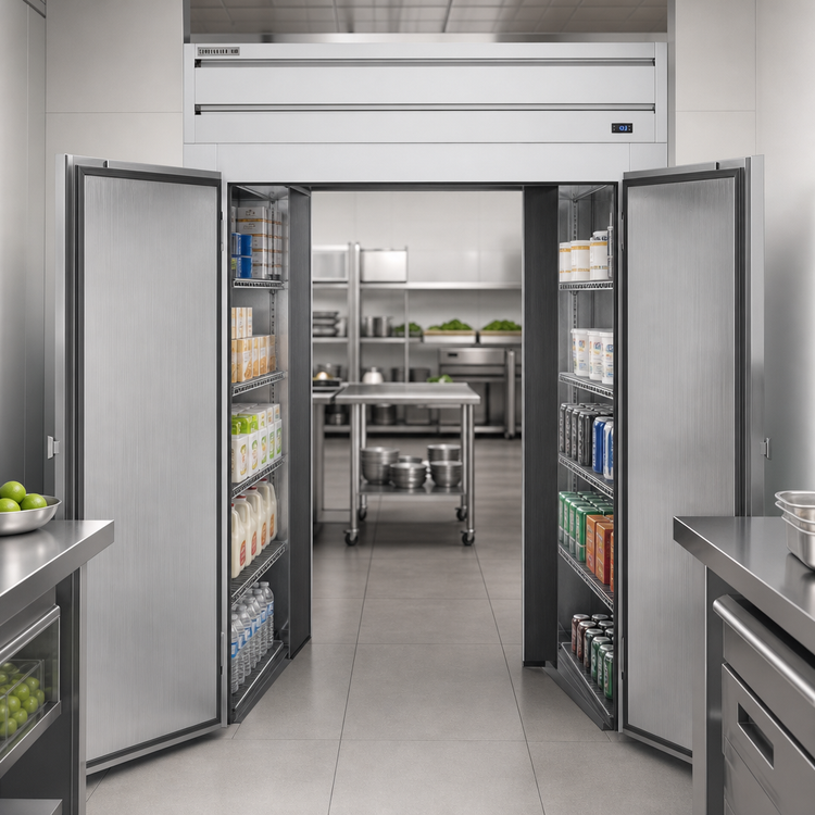 Product image #3 for Beverage-Air P-Series Two-Section Roll-Thru Freezer, 78.5 Cu. Ft., Top-Mount Self-Contained, Standard-Depth, Stainless Steel