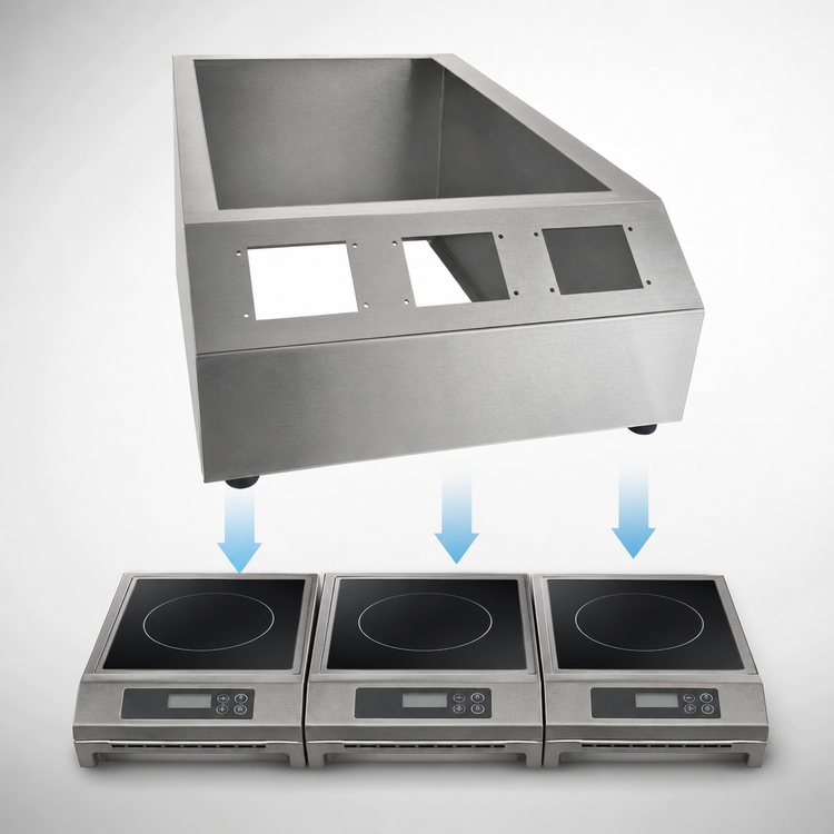 Product image #3 for CookTek SinAqua IHW 3-Panel Countertop Housing for Drop-In Induction Buffet Warmers