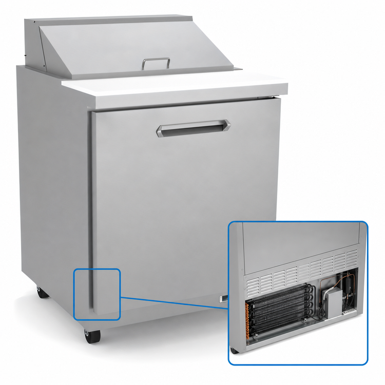 Product image #4 for Kelvinator Commercial One-Section Refrigerated Sandwich/Salad Prep Table, 27-7/8" W, Rear-Mounted Self-Contained Refrigeration