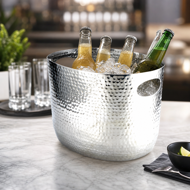 Product image #3 for American Metalcraft Oval Hammered Aluminum Beverage Tub, 7-3/4 qt., Silver